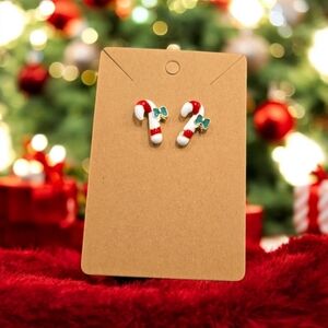Acrylic Christmas Candy Cane Stud Earrings